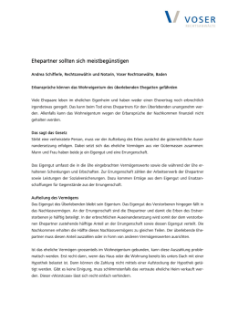 Ehepartner sollen sich meistbeg&uuml;nstigen, in