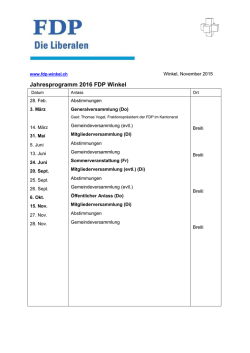 Jahresprogramm 2016 - FDP Winkel-R&uuml;ti