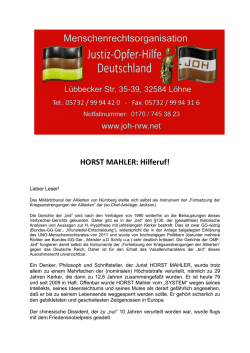 HORST MAHLER: Hilferuf!
