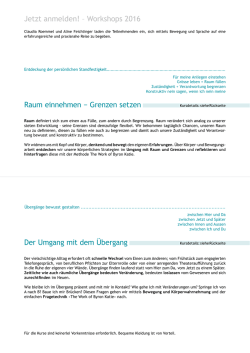 Jetzt anmelden! &ndash; Workshops 2016 Raum einnehmen &minus; Grenzen