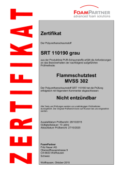 Zertifikat SRT 110190 grau Flammschutztest MVSS