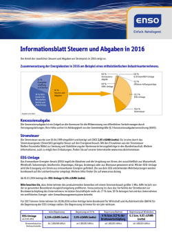 Informationsblatt Steuern und Abgaben in 2016