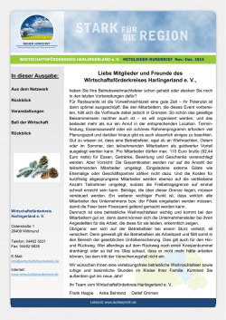 In dieser Ausgabe - Wirtschaftsf&ouml;rderkreis Harlingerland e.V.