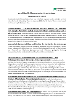 Vorschläge für Masterarbeiten (Franz Neubauer)