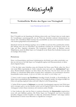 Verkäufliche Werke - Die Egon von Vietinghoff