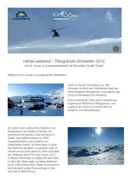 Heliski weekend &ndash; Riksgr&auml;nsen Schweden 2016