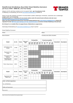 Fax Bestellformular für neue Artikel Schuljahr 2015/16
