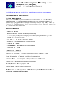 Internet: www.rettungsdienst-hamm.de Ausbildungsinformation zur 3