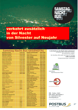 verkehrt zusätzlich in der Nacht von Silvester auf Neujahr
