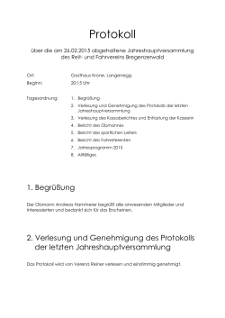 Protokoll der Jahreshauptversammlung 2015 - Reit