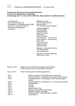 GKR-Protokoll 19.01.2016 - Ev. Kirchengemeinde am Weinberg