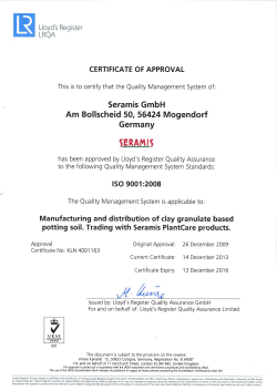 Page 1 R Lloyd`s Register LROA CERTIFICATE OF APPROVAL This