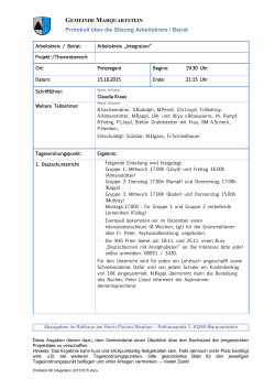 Protokoll über die Sitzung Arbeitskreis / Beirat
