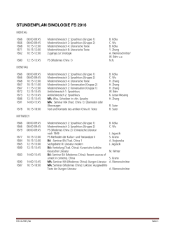 Provisorischer Stundenplan Sinologie FS16