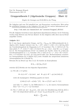 Gruppentheorie I (Algebraische Gruppen) &ndash; Blatt 12