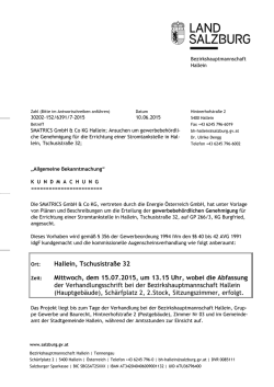 Hallein, Tschusistra&szlig;e 32 Mittwoch, dem 15.07.2015, um 13.15 Uhr