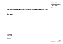 Teilnachlass der Familie Adelheid und Fritz Indermühle Inventar
