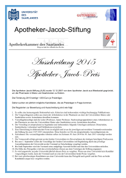 Ausschreibung 2015 Apotheker-Jacob-Preis