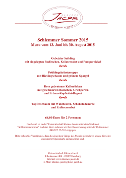 Schlemmer Sommer 2015 - Weinwirtschaft Kleines Jacob