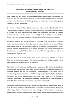 In der Parabel &bdquo;Vor dem Gesetz&ldquo; von Franz Kafka aus dem Roman