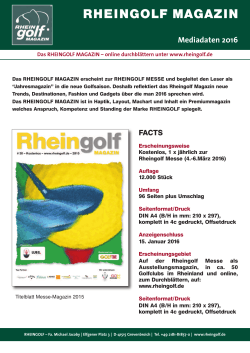 RHEINGOLF MAGAZIN Mediadaten 2016