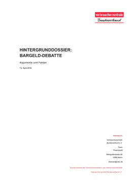 Hintergrunddossier des vzbv zu Bargeld | 15. April 2016