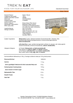 Datenblatt/ Data Sheet Kekse / Biscuit Katadyn Deutschland GmbH I