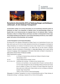 Romantische Adventmärkte 2015 auf Salzburgs Burgen und