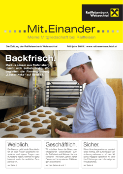 Ausgabe Frühjahr 2015 - Raiffeisenbank Weissachtal