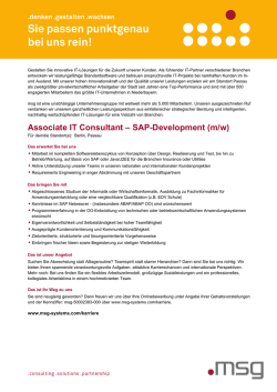 Associate IT Consultant – SAP