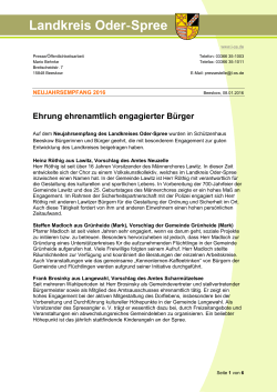 Ehrung ehrenamtlich engagierter B&uuml;rger - Landkreis Oder