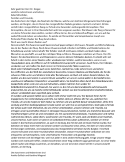 Sehr geehrter Herr Dr. Korger, verehrte Lehrerinnen und Lehrer