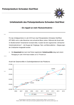 Unfallstatistik des Polizeipräsidiums Schwaben Süd