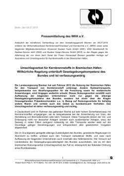 Pressemitteilung des WKK e.V.: Klage zum Umschlagverbot für