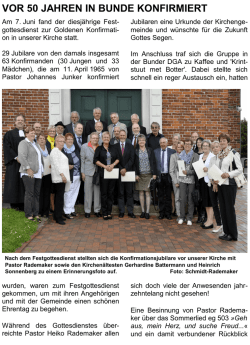 Goldene Konfirmation am 7. Juni 2015