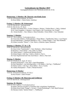 Gottesdienste im Oktober 2015