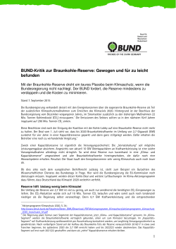 BUND-Kritik zur Braunkohle-Reserve: Gewogen und für zu leicht