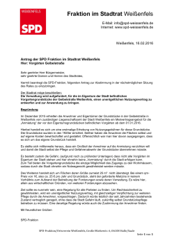 Antrag der SPD Fraktion im Stadtrat Weißenfels