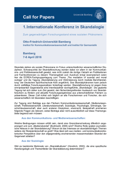 Call for Papers - Universität Bamberg