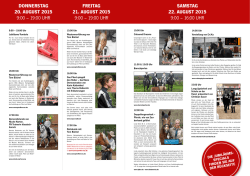 DONNERSTAG 20. AUGUST 2015 9:00 &ndash; 19:00 UHR FREITAG 21