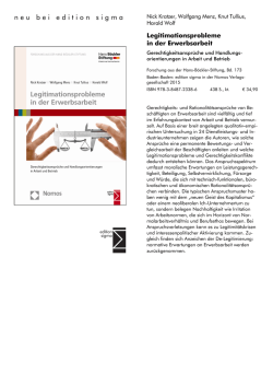 Kratzer et al.: Legitimationsprobleme in der Erwerbsarbeit 2015