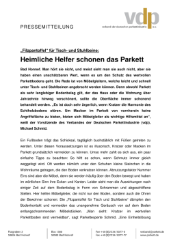 Heimliche Helfer schonen das Parkett