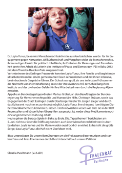 Dr. Leyla Yunus, bekannte Menschenrechtsaktivistin aus