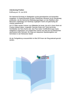 Literaturweg Franken Er&ouml;ffnung am 19. Juni 2016 Der bekannte
