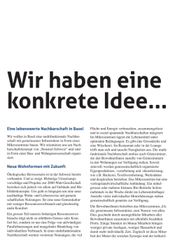 Eine lebenswerte Nachbarschaft in Basel Neue Wohnformen mit