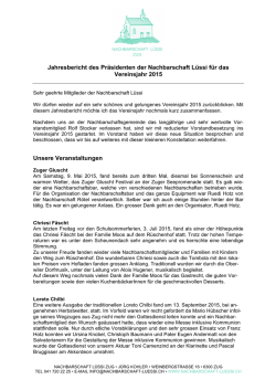Jahresbericht des Pr&auml;sidenten 2015