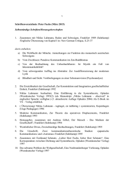 Vollst&auml;ndiges Schriftenverzeichnis von Peter Fuchs