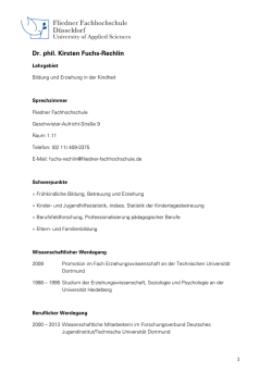 Dr. phil. Kirsten Fuchs*Rechlin - Fliedner Fachhochschule D&uuml;sseldorf