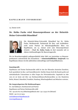 Dr. Heiko Fuchs wird Honorarprofessor an der