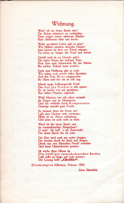 nfeld, Widmung